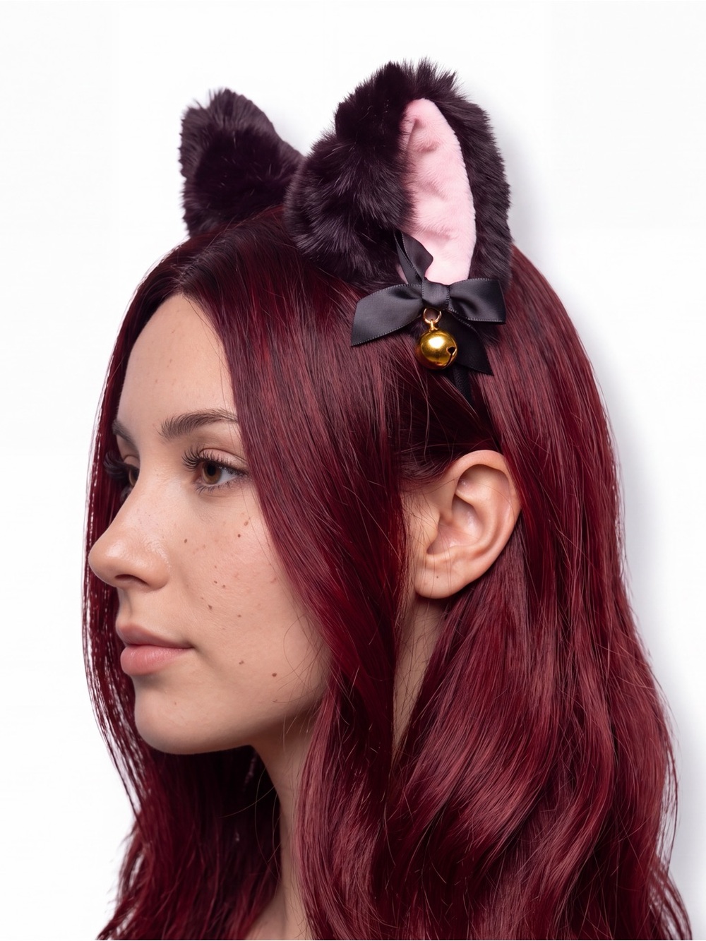 Black Fuzzy Cat Ears Headband Hair Accessory OS NWT